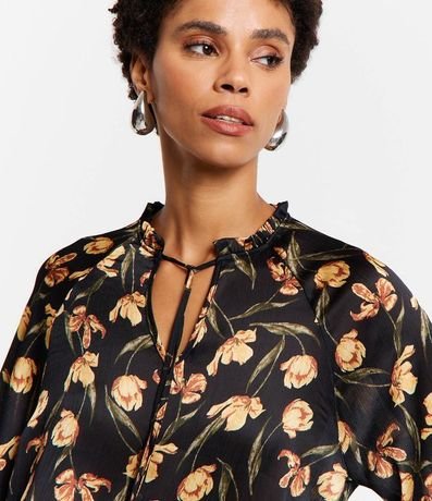 Blusa en Chiffon con Lazo en el Cuello y Estampado Floral 4
