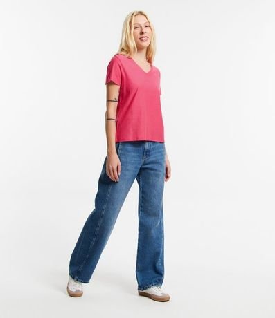 Blusa T-shirt en Flamé con Cuello V 3