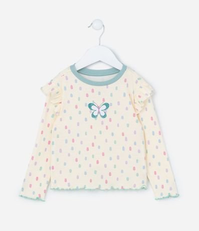 Pijama Infantil en Rib de Lunares con Mariposa Brillosa - Talle 1 a 4 años 2