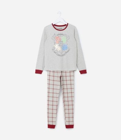 Pijama Largo Infantil con Estampado de las Casas del Hogwarts - Talle 5 al 14 años 1