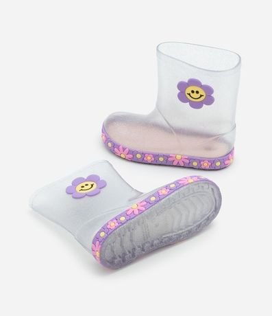 Bota de Lluvia Infantil con Purpurina y Flor - Talle 21 al 28 5