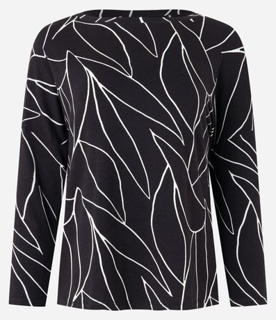 Blusa en Viscosa con Estampado en Follaje Contrastante 6
