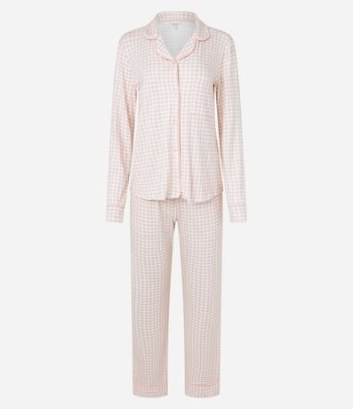 Pijama Americano Largo en Viscolycra con Estampado en Cuadros 5