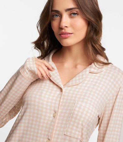 Pijama Americano Largo en Viscolycra con Estampado en Cuadros 3