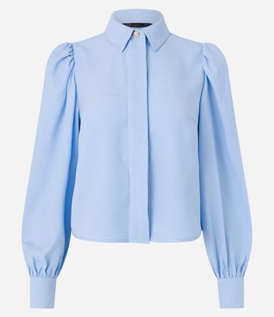 Camisa en Crepé con Botón Diferenciado y Manga Abullonada 9