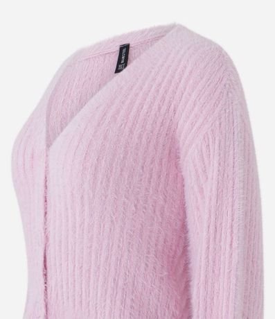 Cardigan Corto de Punto con Peluche 6