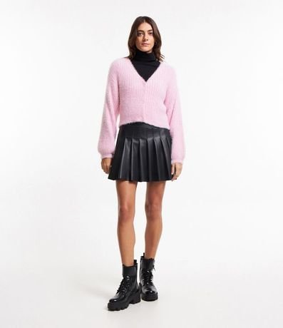 Cardigan Corto de Punto con Peluche 2