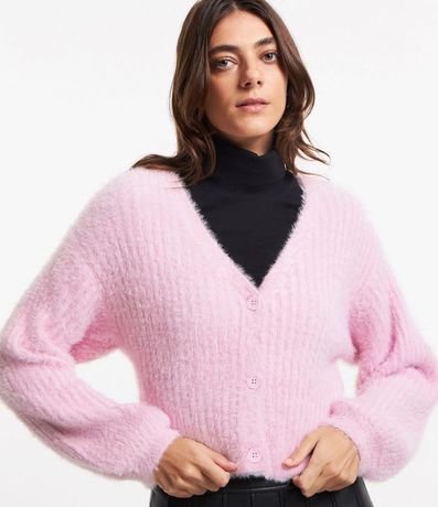 Cardigan Corto de Punto con Peluche 3