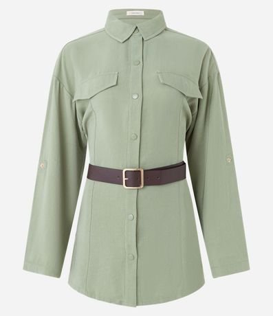 Parka Utilitaria en Viscosa con Cinturón Hebilla y Botones 7