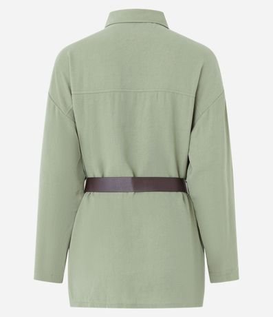 Parka Utilitaria en Viscosa con Cinturón Hebilla y Botones 8