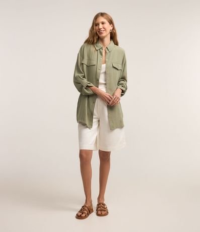 Parka Utilitaria en Viscosa con Cinturón Hebilla y Botones 2