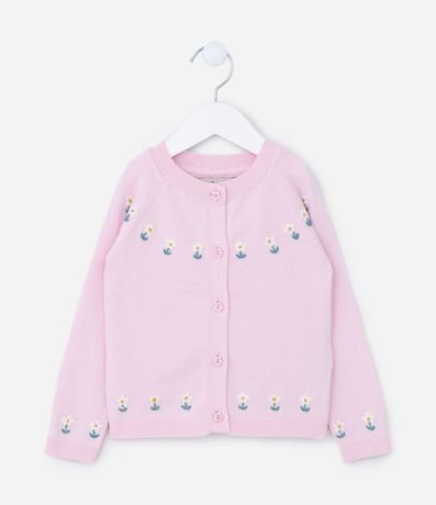 Cardigan Infantil con Flores Bordadas - Talle 01 a 05 años