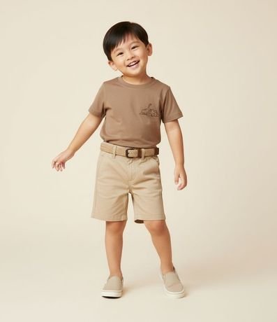 Bermuda Infantil en Sarga con Cinturón - Talle 1 a 4 años