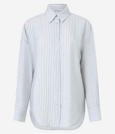 Camisa Satinada con Estampa Raya de Tiza