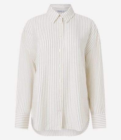 Camisa Satinada con Estampa Raya de Tiza