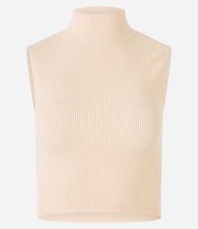Blusa Musculosa en Poliamida Acanalada con Cuello Alto 3