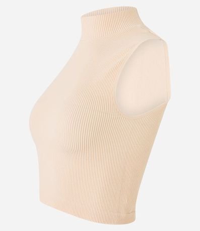 Blusa Musculosa en Poliamida Acanalada con Cuello Alto 4