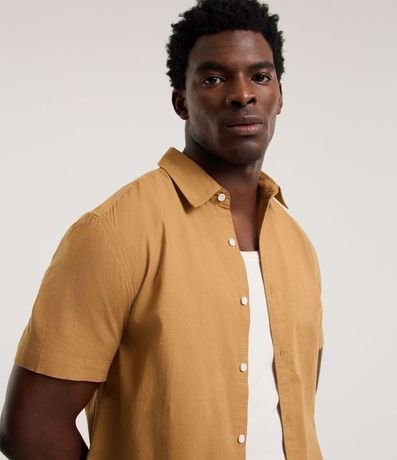 Camisa Comfort Básica en Lino con Manga Corta 3