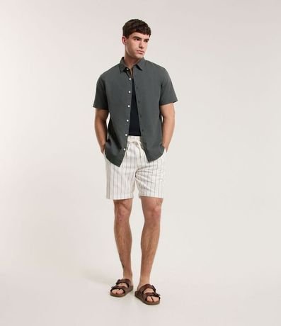 Camisa Comfort Básica en Lino con Manga Corta 2