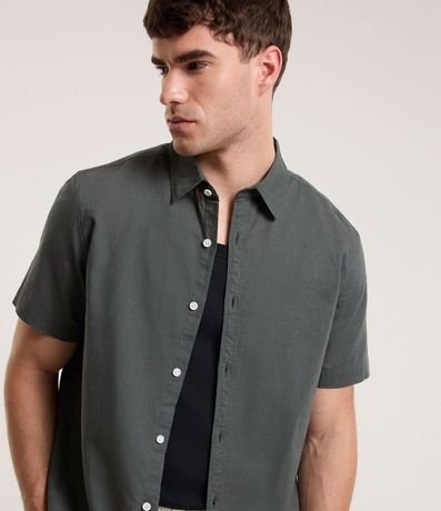 Camisa Comfort Básica en Lino con Manga Corta 3