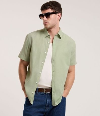 Camisa Comfort Básica en Lino con Manga Corta 3