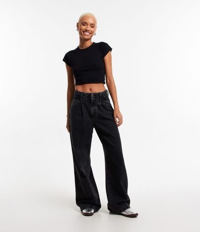 Blusa Cropped en Viscosa Acanalada con Sisa Raglán 2