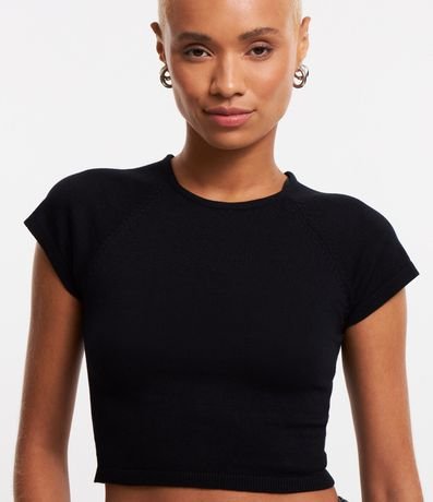 Blusa Cropped en Viscosa Acanalada con Sisa Raglán 4
