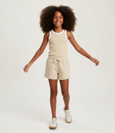 Musculosa Cropped Acanalada Infantil con Bies Contrastante - Talle 5 a 14 años 1