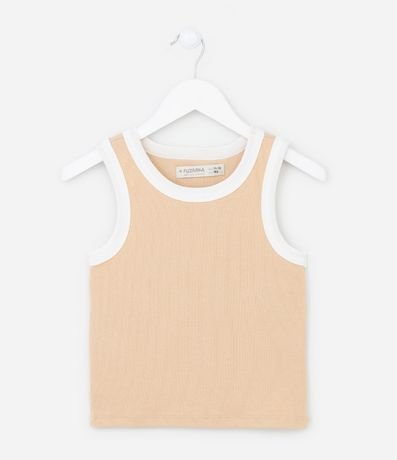 Musculosa Cropped Acanalada Infantil con Bies Contrastante - Talle 5 a 14 años 1