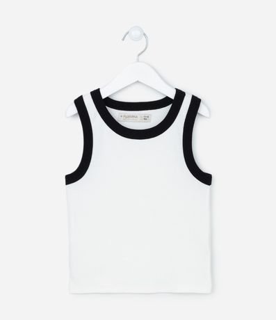 Musculosa Cropped Acanalada Infantil con Bies Contrastante - Talle 5 a 14 años