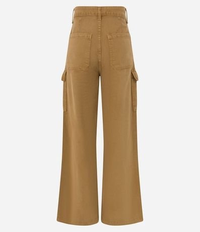 Pantalón Wide Leg Cintura Alta en Sarga con Bolsillos Cargo 6
