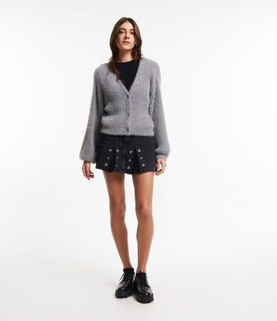 Cardigan Corto de Punto con Peluche 2