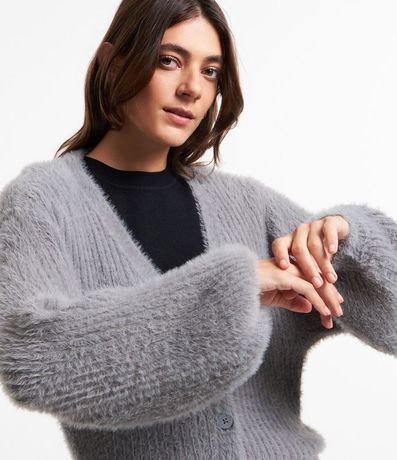 Cardigan Corto de Punto con Peluche 4
