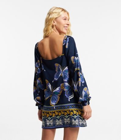 Vestido Corto en Viscosa con Lino y Busto Fruncido 3