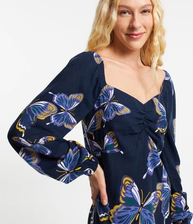 Vestido Corto en Viscosa con Lino y Busto Fruncido 4