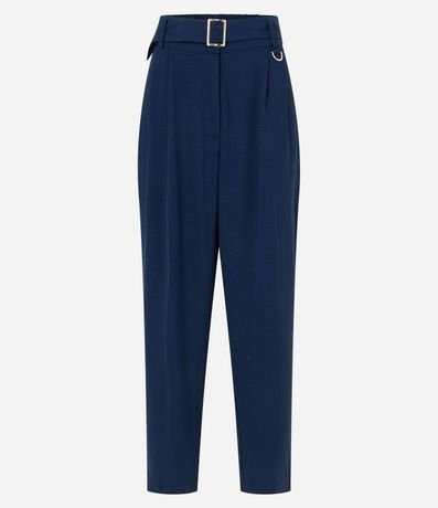 Pantalón Carrot en Airflow con Cinturón Hebilla y Pliegues 4