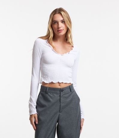 Blusa en Algodón Texturizada y Bajo Ondulado 1