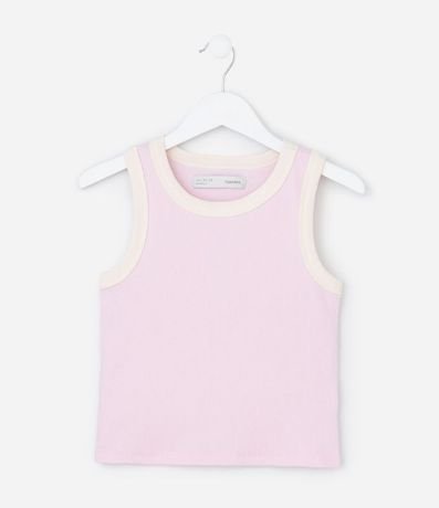 Musculosa Cropped Acanalada Infantil con Bies Contrastante - Talle 5 a 14 años 1