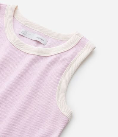 Musculosa Cropped Acanalada Infantil con Bies Contrastante - Talle 5 a 14 años 4