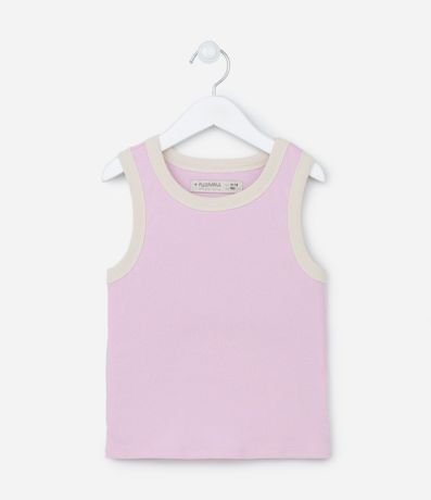 Musculosa Cropped Acanalada Infantil con Bies Contrastante - Talle 5 a 14 años