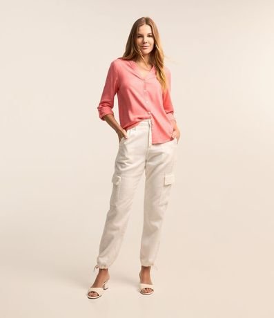Camisa en Viscolino con Escote V 3