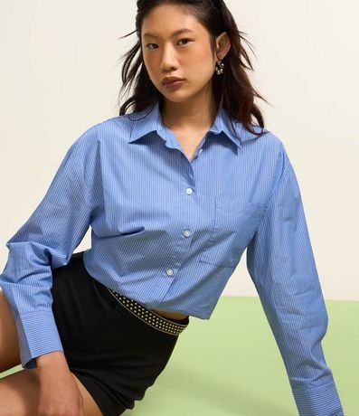 Camisa Alargada en Tricolina con Rayas 4