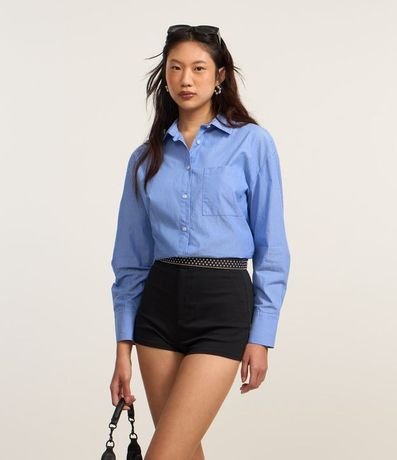 Camisa Alargada en Tricolina con Rayas