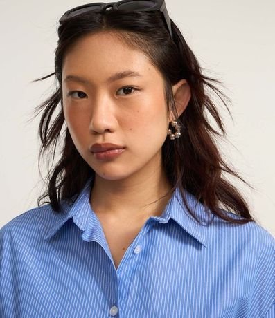 Camisa Alargada en Tricolina con Rayas 3