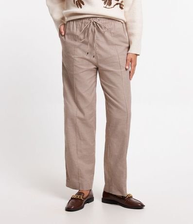 Pantalón Jogger en Tricolina con Lazo en la Cintura y Estampado de Cuadros 2