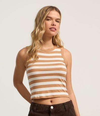 Blusa Musculosa en Viscosa Rayada y con Textura 3