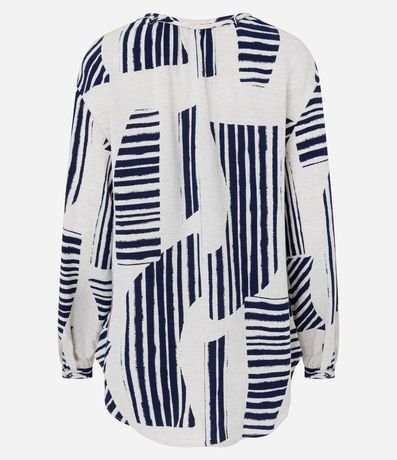 Camisa Amplia en Viscolino con Manga Abullonada y Estampa 6