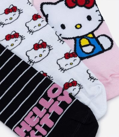 Kit 03 Medias Caña Larga en Algodón con Estampa Hello Kitty 4
