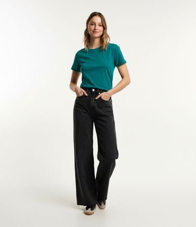 Blusa Alargada Básica en Algodón con Cuello Redondo y Manga Corta 6