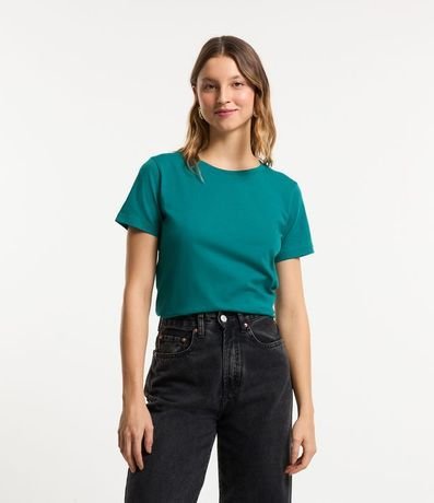 Blusa Alargada Básica en Algodón con Cuello Redondo y Manga Corta 1